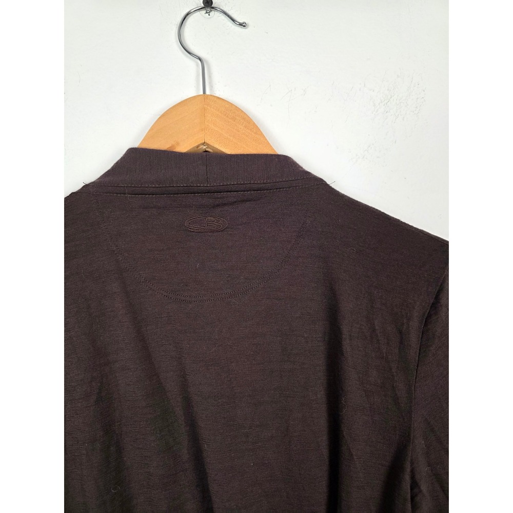 Icebreaker Merino Wool Bliss Wrap Cardigan Womens Medium Button Tie Brown - Picture 6 of 8